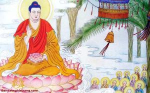Đức Phật cùng với cư dân miền Cực Lạc